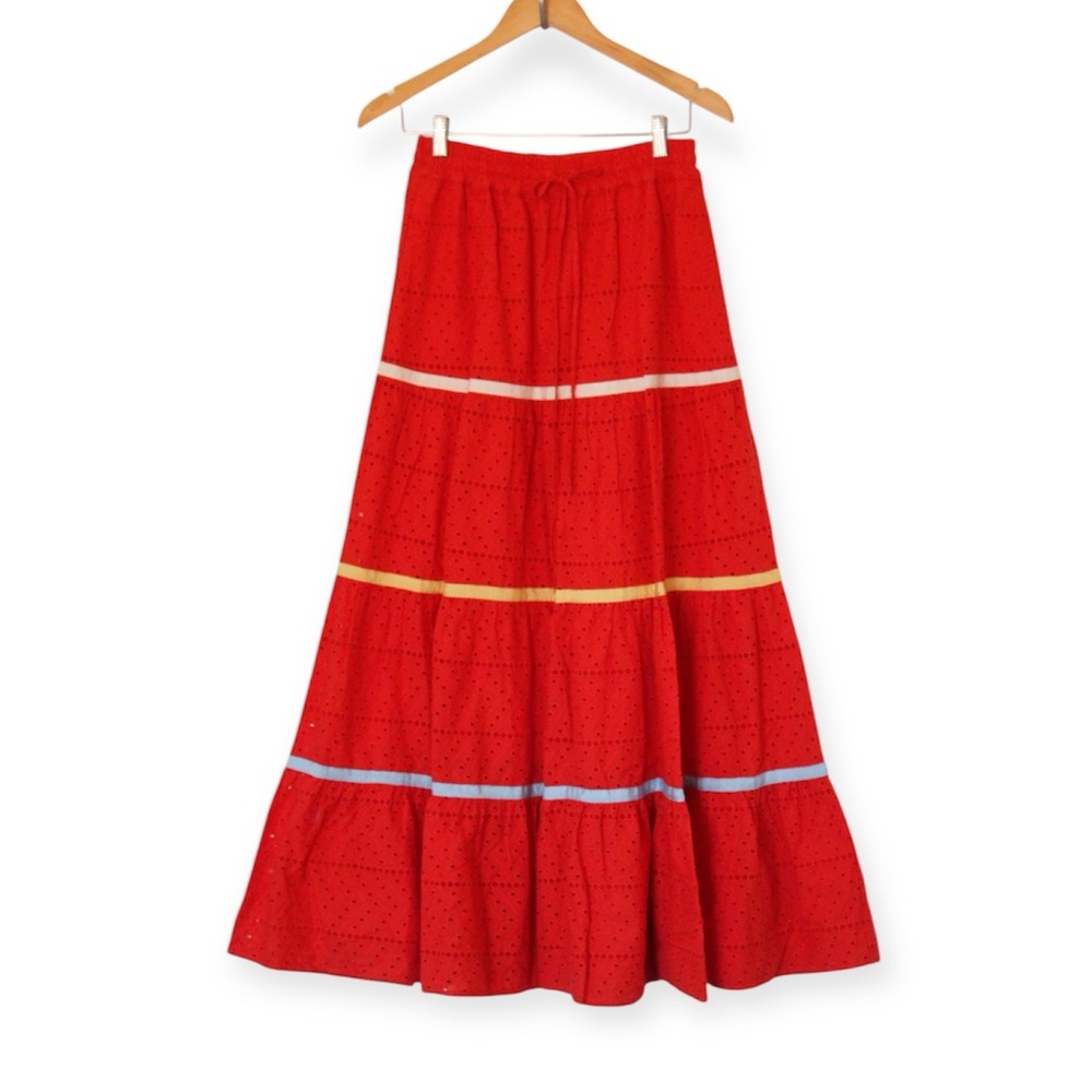 B.YELLOWTAIL Ribbon Tier Eyelet Maxi Skirt (M)